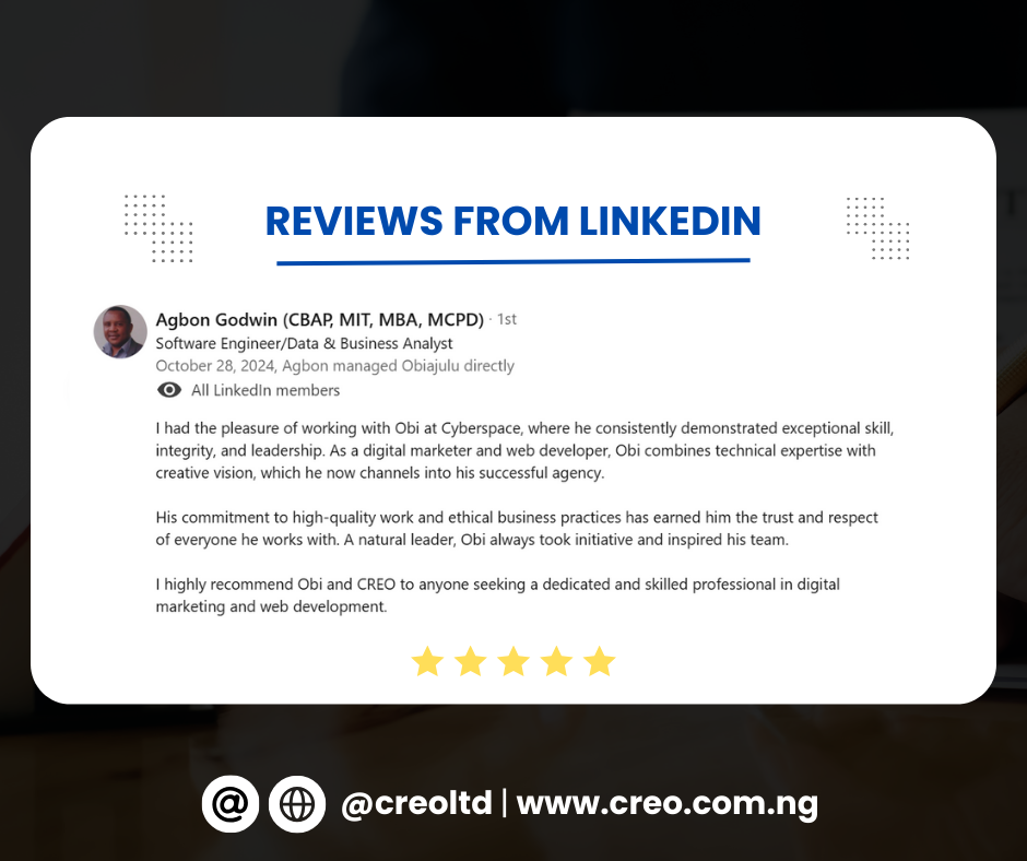 LinkedIn Reviews - Mr. Godwin